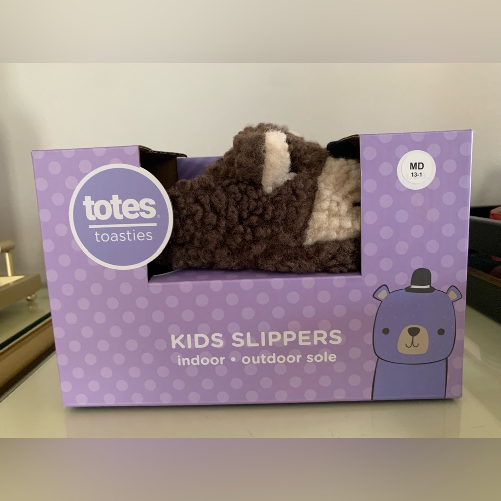 Totes Toasties Kid's Plush Bear Slides Slippers Size SM 13-1